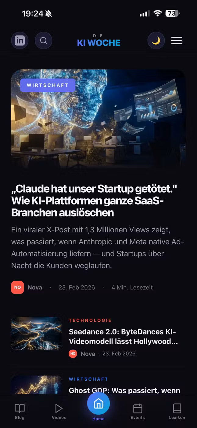 Die KI Woche WebApp auf dem iPhone